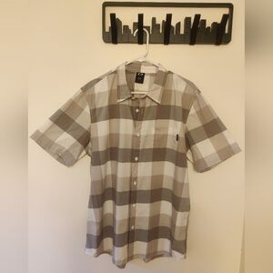 Oakley Men's Tan and White Checkered Shirt